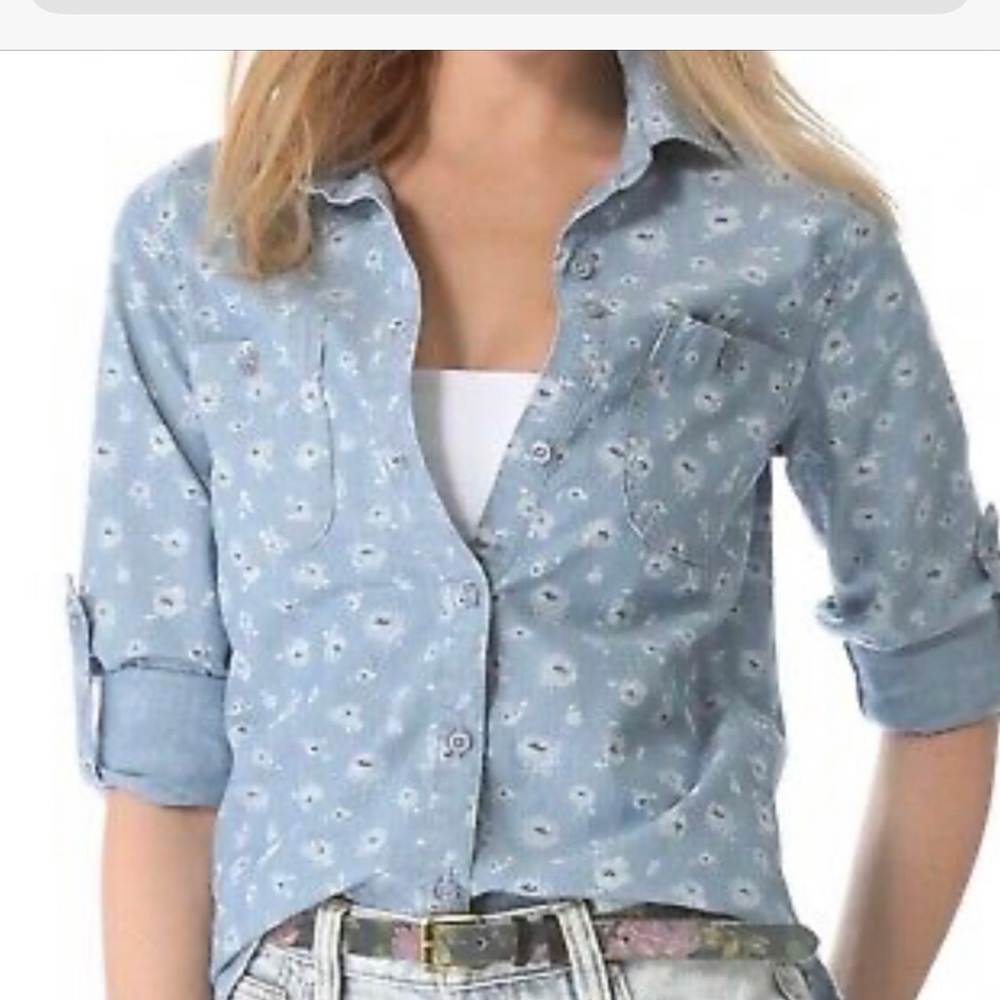 AG Adriano Goldschmied with Liberty 100% Cotton Long Sleeve Chambray Shirt- XS